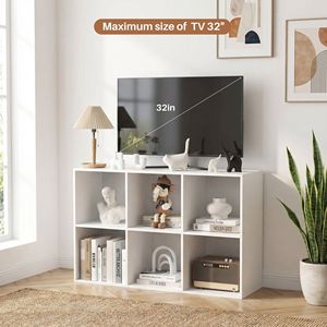 Estantería de Esquina Abierta de 6 Cubos con Paneles Traseros Extraíbles de 24x12x36 Pulgadas, Blanca, para Sala de Estar, Dormitorio u Oficina - Product Image 4
