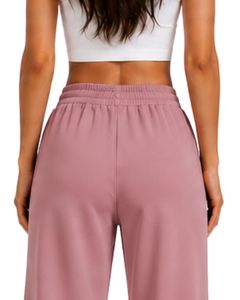 Women Dusty Pink <b>Wide</b> <b>Leg</b> Sweatpants High Waist Loose Fit <b>Lounge</b> Jogger <b>Pants</b> Casual Streetwear Daily Wear - Product Image 6