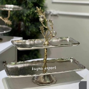 New Olive Collection Handmade Metal 3-<b>Tier</b> <b>Cake</b> <b>Stand</b> With Leaf Design Multi-Layer Food Display <b>Stand</b> Decorative - Product Image 4