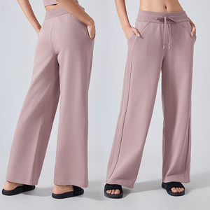Custom Winter <b>Flared</b> Sweatpants for Women-Oversized Baggy Drawstring Jogger Track Pants with Flat Front - Product Image 1