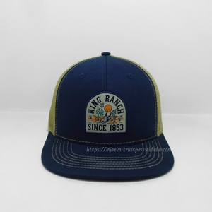 Gorra de béisbol estructurada de 5 paneles con visera plana, de malla, tipo trucker, snapback, de sarga de algodón, ajustable, OEM, personalizada al por mayor - Product Image 2