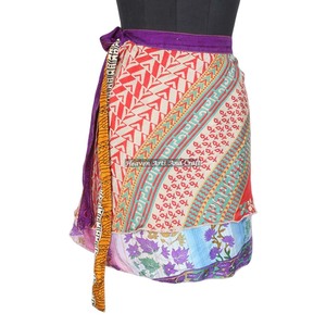Indian Silk <b>Wrap</b> Around Magic Mini Skirts Manufacturer Short Sari <b>Wrap</b> Skirt Trendy Boho Gypsy <b>Beach</b> Cover Sari Skirt For Casual - Product Image 5