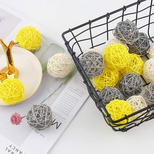 Boules en rotin pour décorations de table de Noël, différentes couleurs, boules suspendues, ornements pour sapin. - Product Image 4