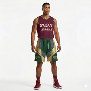 REXFIT SPORTS High Performance Sleeveless Jersey Shorts Set Men Athletic Training Sportswear Gym Apparel OEM Manufacturer - Product Image 1