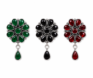 Fournisseur en gros de boucles d'oreilles bohèmes en argent oxydé avec pierres précieuses turquoise serties en clos pour femmes |   Usine directe - Product Image 1