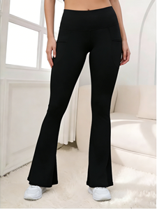 Women's Spring Summer <b>Flare</b> Pants High Waisted Yoga <b>Leggings</b> Tummy Control Workout Stretchy Casual Sports Wide Leg Seamless - Product Image 4