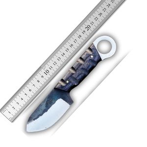 Petit couteau de chasse d'extérieur à lame fixe en acier Damas, étui en cuir, fournisseur OEM B2B, gravure de logo, qualité industrielle 56HRC - Product Image 6