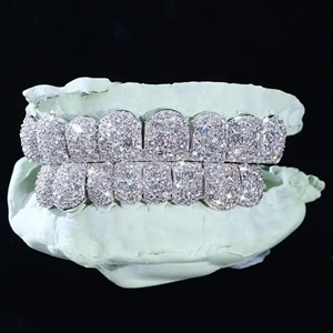 Meilleur prix pour Grillz dentaire personnalisé en argent 925, style Hip Hop, serti de moissanite, certifié IGI, plaqué argent - Product Image 2