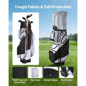 Borsa da golf a 14 divisori con tracolla, manici a tutta lunghezza e tasche portaoggetti per mazze da golf - Product Image 4
