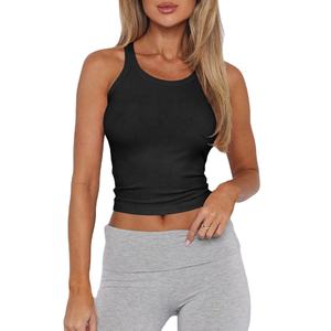 Débardeur côtelé uni ajusté pour femme, idéal pour l'été, à porter en superposition - Product Image 1