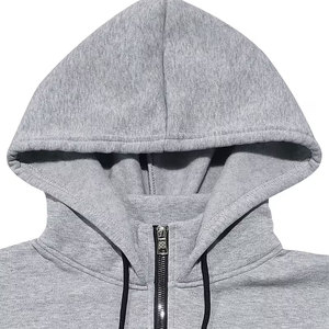 Men's Grey Half <b>Zip</b> Pullover Hoodie Drawstring <b>Hooded</b> Sweatshirt Long Sleeve Cool Streetwear Winter Fashion Top for Daily Wear - Product Image 3