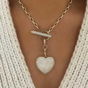 Diamond Solitaire Large Heart <b>Pendants</b> 14K 18K <b>Solid</b> <b>Gold</b> Sparkling Minimalist Luxury Charms Custom Round Lab Grown Manufacturer - Product Image 2