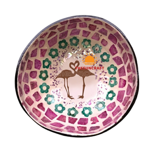 # Vente de bols décoratifs faits à la main en coquille de noix de coco avec incrustation de nacre, prix d'usine pas cher, usine à Hanoï au Vietnam. - Product Image 1