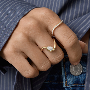 0.50ct Pear Lab Diamond Engagement Ring 18K Gold Shaped Ring Minimalist <b>Bridal</b> Ring Dainty Luxury Proposal Ring Gift for Her - Product Image 1