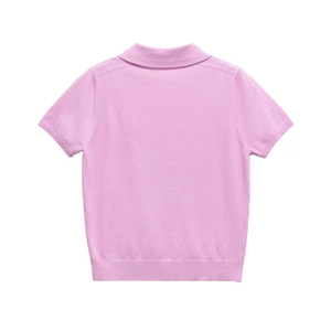 เสื้อโปโลถักแขนสั้นสีชมพูสำหรับผู้ชาย - Product Image 1