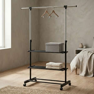 Oferta Shopee: Perchero Metálico de Dos Niveles, Multifuncional para Baño, Sala de Estar, Hogar Moderno, Hotel, Productos de Lavandería al por Mayor - Product Image 1