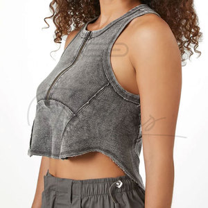 Best Arrival Women <b>Crop</b> <b>Top</b> T-Shirt New Fashion Formal Style Lightweight Comfortable Design Acid Wash Cotton Canvas Breathable - Product Image 2