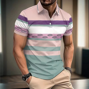 Polo Shirt Premium Quality Striped Pattern Polo Shirt For Men Colorful 3D Printed T-Shirts Summer Casual Loose Oversized - Product Image 5