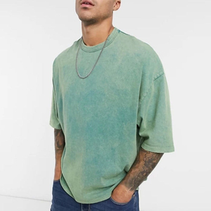 Camiseta Oversize de Alta Calidad con Lavado Ácido, Estilo Urbano, Manga Corta, Casual, Venta al por Mayor, Largo Extendido - Product Image 1