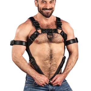 Sangle de pénis en cuir Trojan 2.0 pour homme, ajustement réglable, accessoire de club haut de gamme en cuir - Product Image 1