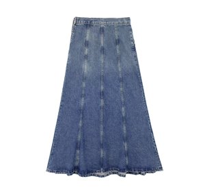 Ladies Woman Maxi Length Denim Jeans Skirts - Product Image 5