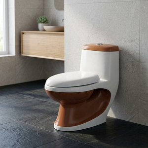 WC monobloc en céramique à chasse directe, design de luxe, à poser au sol, avec siphon en P pour salle de bain - Product Image 3