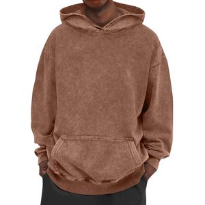 Vintage Acid Wash 450 Gsm Pullover Hoodie para hombres 100% algodón sólido Streetwear estilo Rhinestone detalle desgastado para invierno - Product Image 4