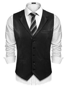 Chaleco de Cuero Personalizado para Hombre, Corte Ajustado, Estilo Casual, Cuello en V, Estilo Occidental, Venta al Por Mayor OEM - Product Image 1