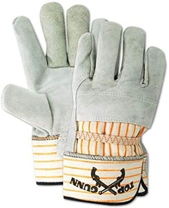 Winter Heavy Duty Work Gloves <b>Cow</b> Split Leather Palm Knit Cuff Split Large Gray Working Gloves Pig - Product Image 6