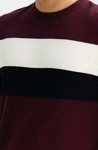 Pull en tricot rayé pour homme, manches longues, bordeaux, blanc, noir, style automne, 100% acrylique - Product Image 4