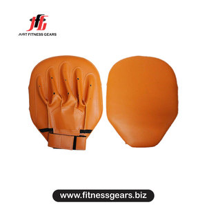 Leather Training Gloves Fold Back Fingers Velcro Closure Martial Arts Sparring Gear Unisex Orange - Product Image 1