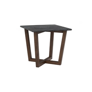 Modern Minimalist Marble Side <b>Table</b> Nordic Design Wooden Contemporary Dark Grey Stone Top Small Coffee <b>Table</b> - Product Image 1