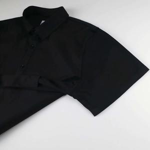 Camisa de Manga Corta Casual de Verano, 100% Algodón, Negra, con Bolsillo de Parche, Cuello Redondo, Antiarrugas, Talla Grande - Product Image 4