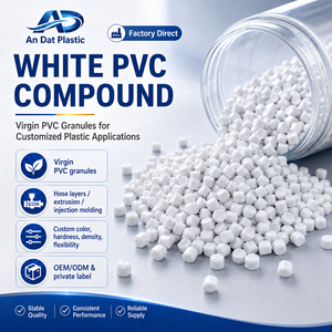 เม็ดพลาสติก PVC สีขาว ProPrivate Label รุ่น AD K-W50 เกรดอุตสาหกรรม สำหรับผลิตภัณฑ์ขึ้นรูป บรรจุภัณฑ์แบบกำหนดเอง รับผลิตแบบ OEM/ODM - Product Image 1
