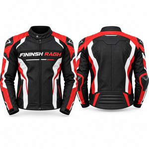 เสื้อแจ็คเก็ตมอเตอร์ไซค์หนัง PU สำหรับผู้ชาย คอตั้ง แต่งสีตัดกัน ระบายอากาศได้ดี เสื้อโค้ทสำหรับขี่มอเตอร์ไซค์  ชุดแข่งรถ ซิปเต็มตัว - Product Image 6