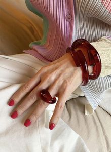 Geometric Resin Bangles Chunky <b>Stack</b> Glossy Finished Daily Wear Party Festive Retro Fashion Jewelry Lucite <b>Bracelet</b> Accessory - Product Image 5