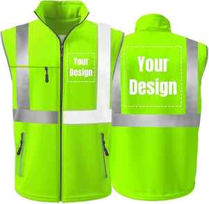 High Visibility Reflective Breathable <b>Waterproof</b> Safety Vest Unisex Sleeveless <b>Overall</b> Workwear Waistcoat Polyester Soft Shell - Product Image 3