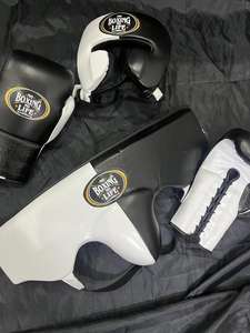 ชุดฝึกซ้อมมวยคุณภาพสูงปรับแต่งได้ NO BOXING NO LIFE พร้อมนวมหนังแท้ ที่ครอบศีรษะ และอุปกรณ์ป้องกันอวัยวะเพศชาย ราคาขายส่ง - Product Image 2