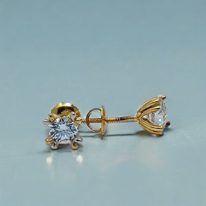 Elegant 22K <b>Gold</b> Diamond Stud <b>Earrings</b> with Classic Prong Setting Stylish Minimal Jewellery for Women Daily Wear - Product Image 3
