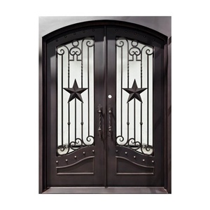 Puerta de Entrada de Hierro Forjado a Mano de Lujo, Resistente al Óxido, Fácil de Montar, Diseño Arqueado, Estilo Moderno, Apertura Abatible - Product Image 1
