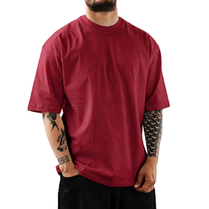 <b>Oversized</b> Men's Solid <b>Red</b> Short Sleeve T-<b>Shirt</b> Casual O-Neck Front Breathable Eco-Friendly Premium Quality 100% Cotton Jersey - Product Image 1