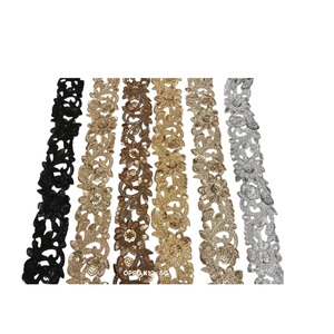 High Quality Designer Cotton Net Lace Ribbons Crochet Yarn Machine Embroidered <b>Sequins</b> Garter Dress Decoration Wholesale Price - Product Image 1