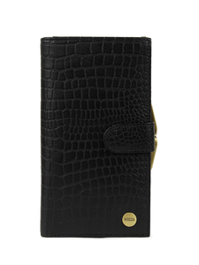 WRIZA Cartera de mano con cremallera y textura de cocodrilo de cuero genuino para mujer |   Tarjetero Negro de Uso Diario con 10 Ranuras para Tarjetas y 4 Compartimentos para Monedas - Product Image 1