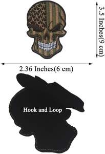 2 patchs brodés drapeau américain USA, motifs crâne, patch moral, auto-agrippant (bleu) - Product Image 4