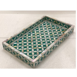 Plateau d'incrustation d'os en bois naturel fabriqué à la main assiette de service personnalisée de haute qualité pour les restaurants à la maison hôtels directement-classique - Product Image 1