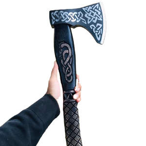 Hache de style viking en acier au carbone de Jahangir Enterprise, manche en bois de rose barbu, forgée à la main, qualité industrielle, pour la survie en extérieur - Product Image 1