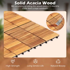 27 baldosas de madera de acacia entrelazadas de 12x12 pulgadas para bricolaje, para suelos de jardín, balcones y exteriores. - Product Image 5