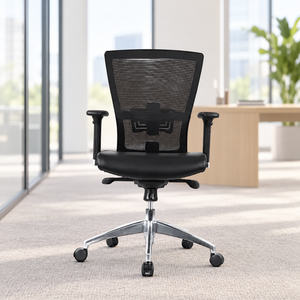 KINSHA Modern Solid Back Office Chair Commercial Furniture Ergonomic <b>Mesh</b> Adjustable Armrests <b>Power</b> Lift Chrome Base Swivel - Product Image 1