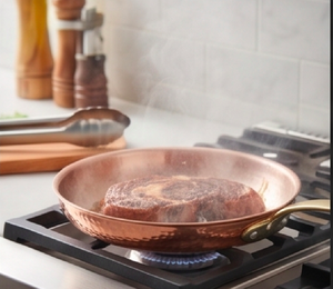 Handmade Copper Frying <b>Pan</b> With Hammered Finish Aluminum Alloy <b>Handle</b> No Coating For Home Hotel And Induction Stoves Use - Product Image 5