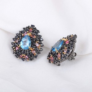 New 925 Sterling Silver Women's <b>Fine</b> <b>Stud</b> <b>Earrings</b> 100% Natural Blue Topaz Sapphire Gemstone <b>Studs</b> Cute Jewelry For Ladies Gifts - Product Image 2